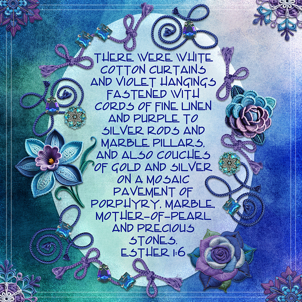 White Curtains and Violet Hangings